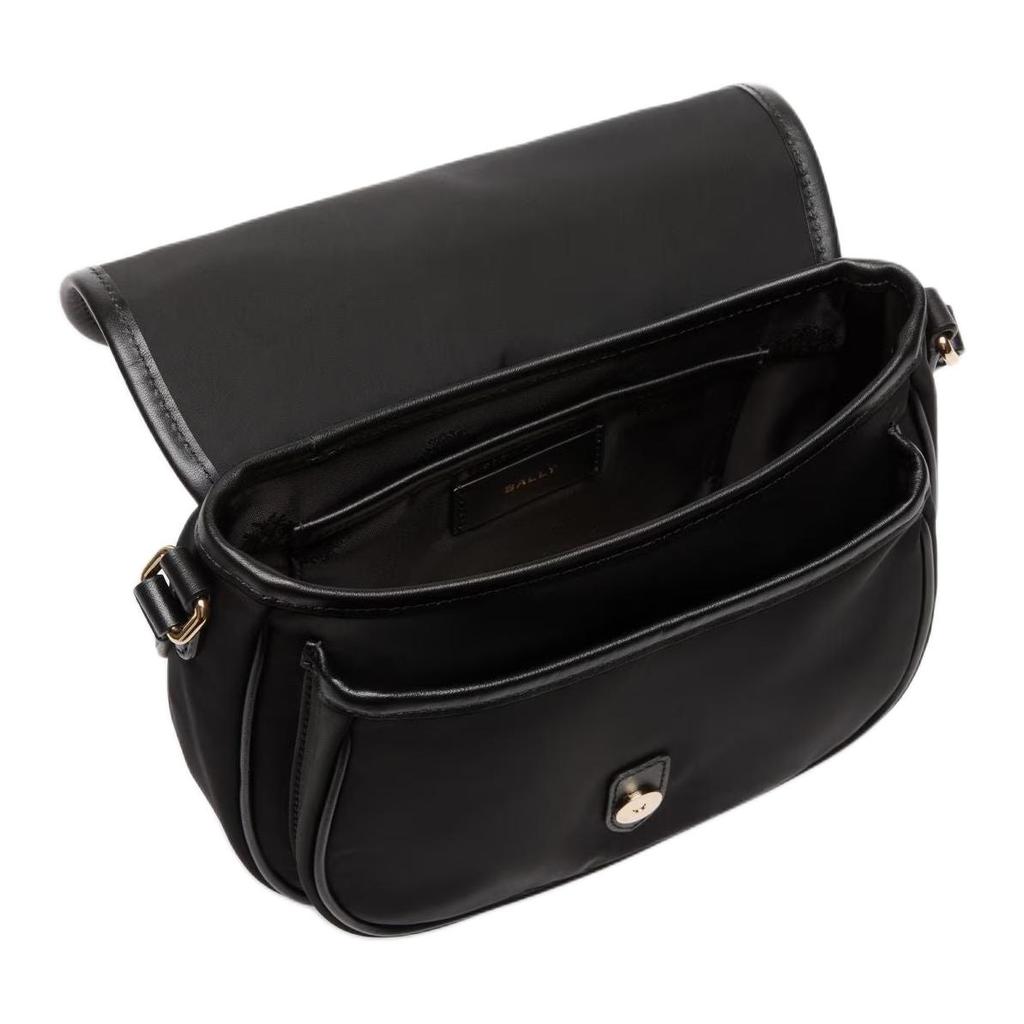 Bally B-Light Rectangular Metal Buckle Nylon Crossbody Bag Small Women bags Black 6311484