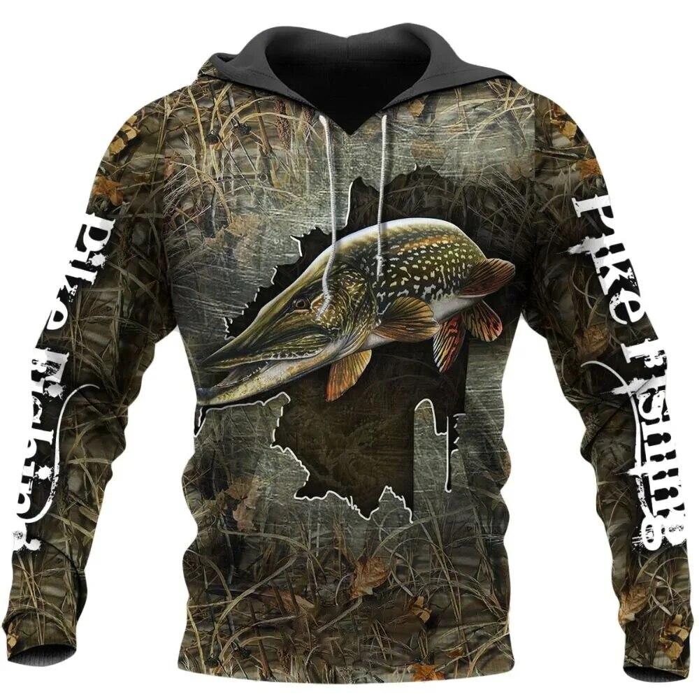 Spring Autumn Cool Carp Fishing 3D Printed Fashion Men's Hoodie Sweatshirts Oversized Tops Harajuku Style Casual Pullovers
