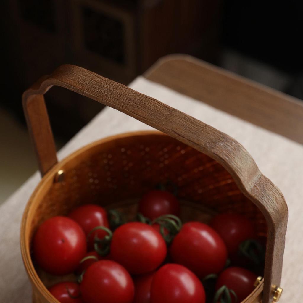 Bamboo Woven Fruit & Pastry Basket: Retro Distressed Storage for Tea Room or Home