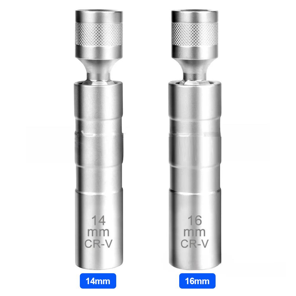 Universal Auto-Reparaturwerkzeug 14mm 16mm Zündkerzennuss Schraubenschlüssel Adapter Set Gelenk mit Magnetischer Flexibler Nuss Dünnwandig 3/8" Antrieb