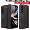 Z Fold 7 6 5 4 Hinge Case for Samsung Galaxy Z Fold 7 6 5 4 Case Wristband Front Glass Wrist Strap Stand Protect Cover Funda