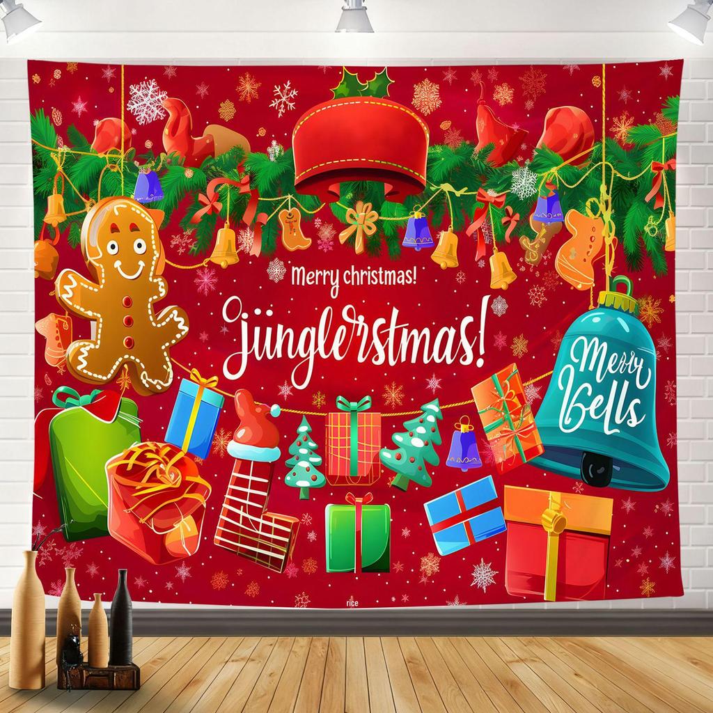 2025 Merry Christmas Tapestry: Festive Holiday Background Wall Hanging for Party Decoration