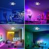 2026 New RGB Color Changing E27 Ceiling Fans with Remote Bluetooth Music 32W Led Ceiling Fan Light for Bedroom Kitchen Lighting