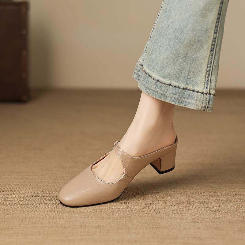 Krazing Pot sheepskin mules Summer Size 42 round Toe slip on Women Shallow Pumps