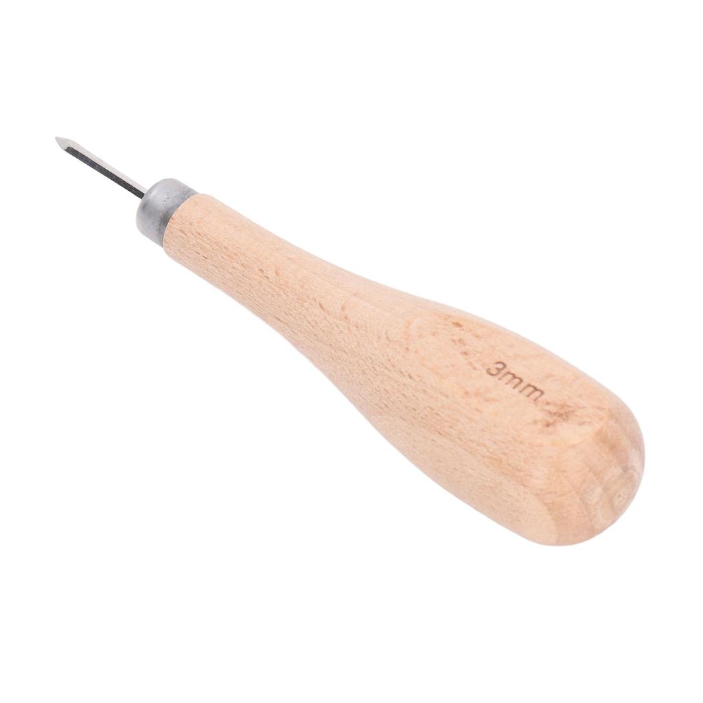 3mm Stitching Awl Profession Ergonomic Awl Tool Sewing with Beech Handle Awl Punch Leather Stitching Awl for Leather