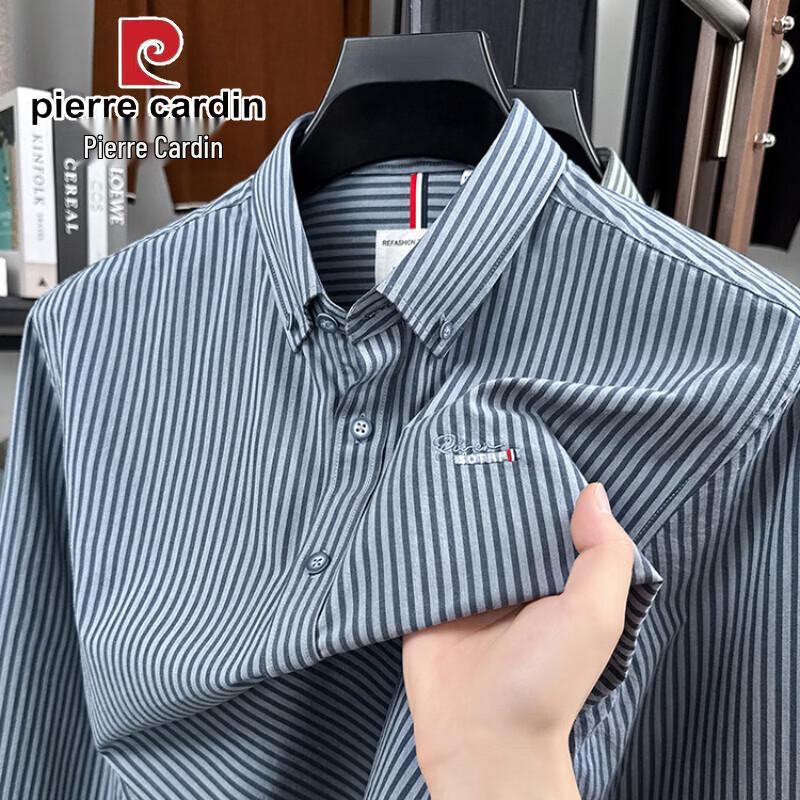 Pierre Cardin Men s Oxford 100% Cotton Striped Long Sleeve Shirt 52