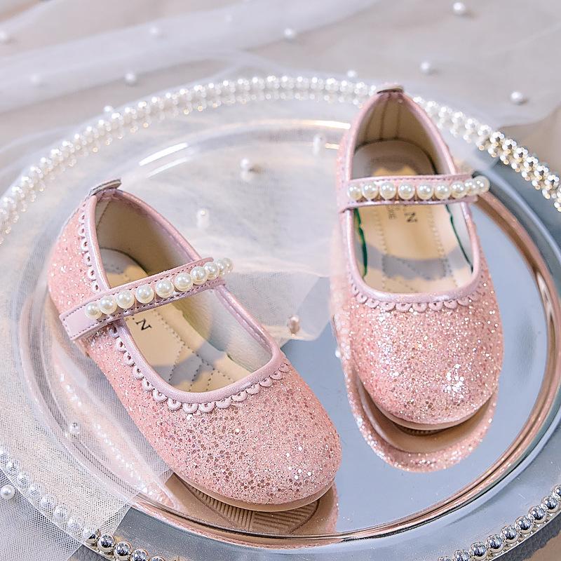 Girls' Autumn 2025 Sequin Closed-Toe Flats: Soft-Soled Princess Shoes for Performances & Formal Dresses
