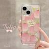 IPhone 14 Case, Full Protection Shockproof Cover, Creative Transparent Painted Oil Painting Card Tulip Design for IPhone 14