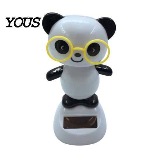 Fatigue Relief Car Accessory Solar Panda Ornament, Plastic Pendant, Automatic Head Swinging Black And White Ornament Doll, Dashboard Cute Interior