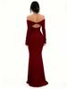 Autumn European & American Women's One-Shoulder Slim-Fit Slit Evening Gown