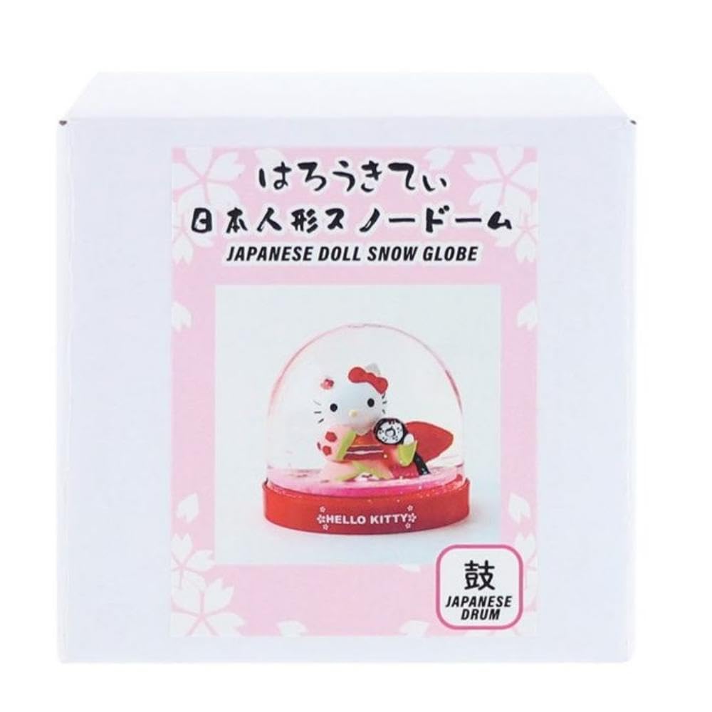 Telacoya Snow Globe Hello Kitty Japanese Doll Drum X X KT04-B Size W8.5 D8.5 H8.5cm