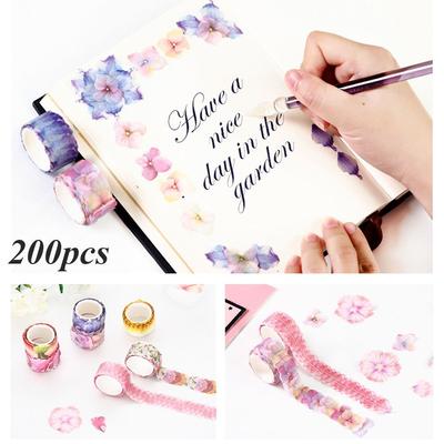 200PCS DIY Decorative Stylish Masking Tape Sticky Paper Flower Petals Tape Scrapbooking