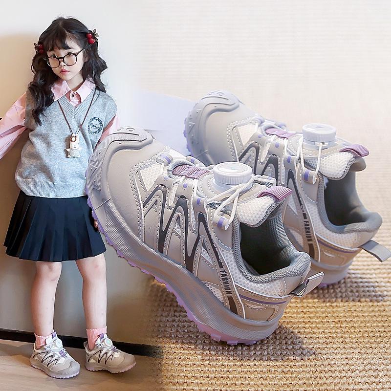2025 Girls' & Boys' Mesh Dial Buckle Sports Shoes - Non-Slip, Soft Sole Trendy Trainers for Spring/Autumn