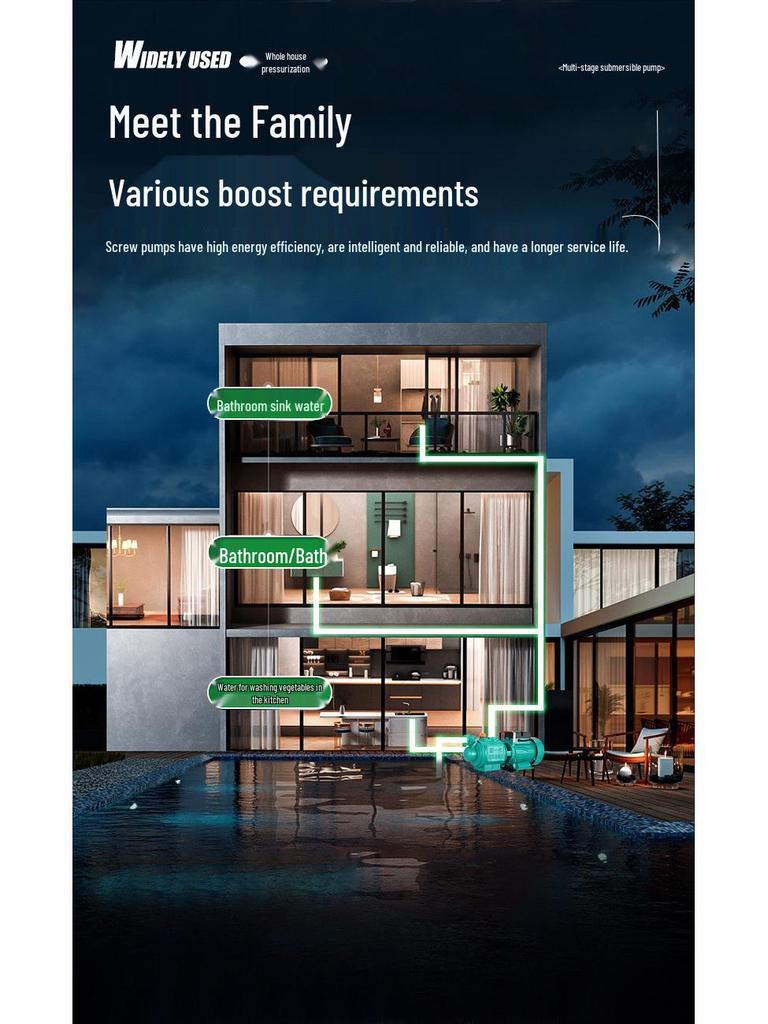Bomba Booster Autoescorvante de Cobre Puro 220V para Água da Torneira e de Poço: Bomba de Parafuso Automática de Alta Pressão para Tubulação