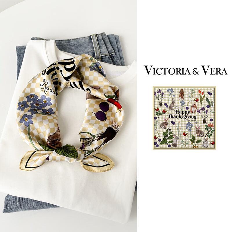 VICTORIA&VERA Floral Print Mulberry Silk Scarf