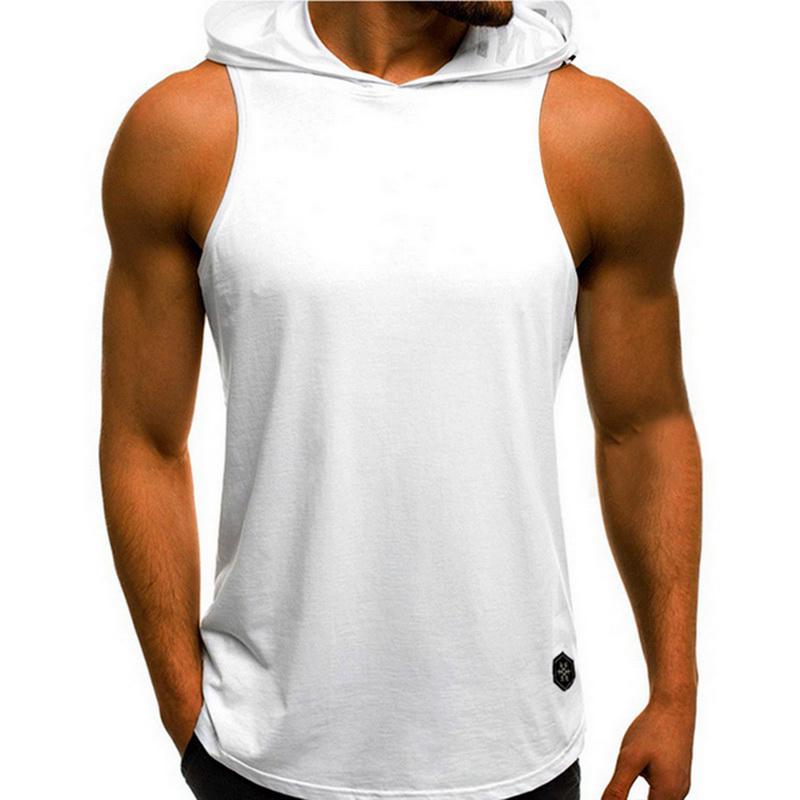 Men 'S Casual Sleeveless Hoodie Sport Pullover Loose Tops T -Shirt