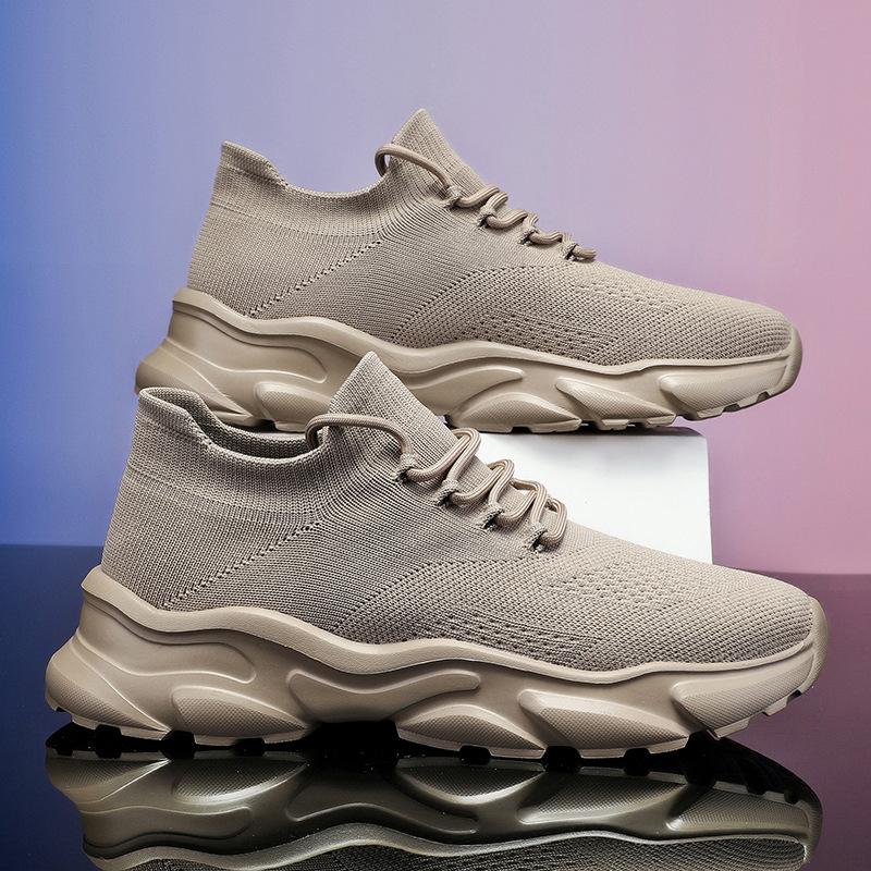 2025 Summer New Flying Woven Shoes Men's Deodorant Mesh Breathable Sports Shoes Soft Sole Lightweight Casual Shoes