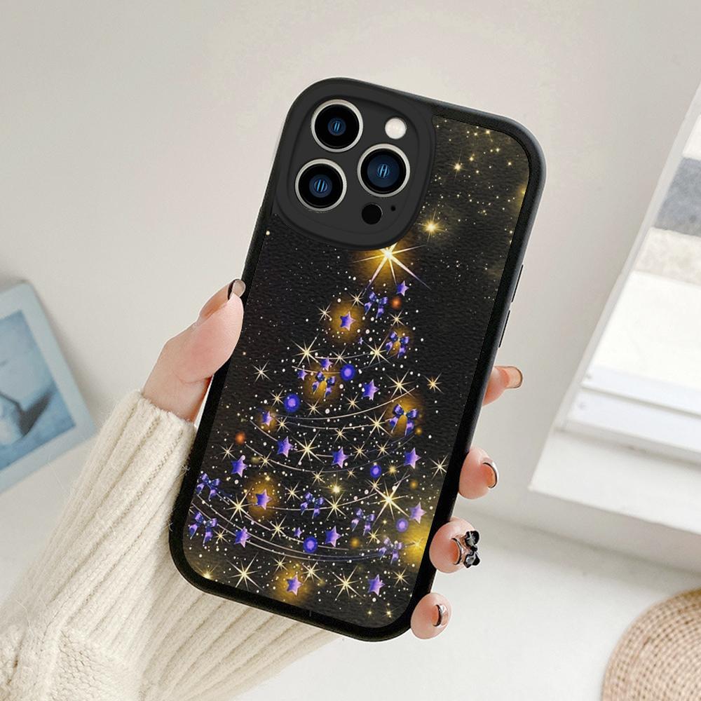 Fröhlicher Weihnachtsbaum Hirsch Handyhülle für Iphone 14 13 11 12 Pro MAX 13 12 MiNi 7 8plus 14 13 11PRO X XS 12 11 XR Lammfellhüllen