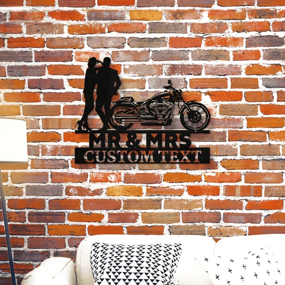 Exclusive Handmade Custom Motorcycle Couple Metal Sign for Valentine Engagement Wedding Anniversary Home Decor