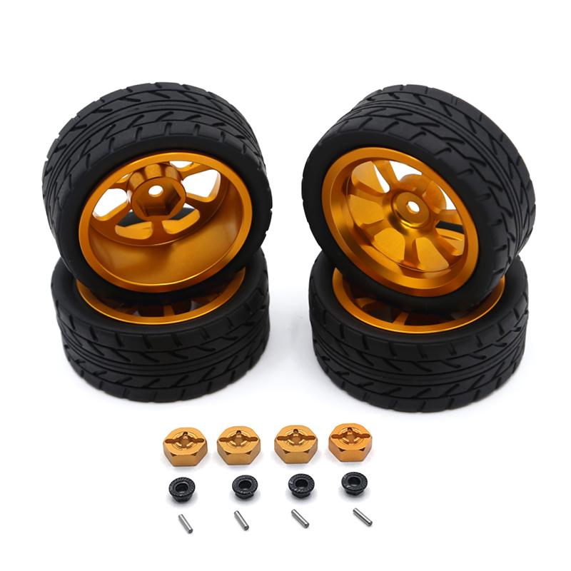 

Wltoys 144001 144010 124007 124016 124019 A959 A959-B 4 шт 65 мм Гумова шина Металевий колісний диск 12 мм Шестигранник для RC автомобіля Запасні частини для апгрейду жовтий