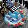 Dolphins Round Area Rug,Carpet Rug for Living Room Bedroom Sofa Playroom Decor,Non-slip Floor Mat