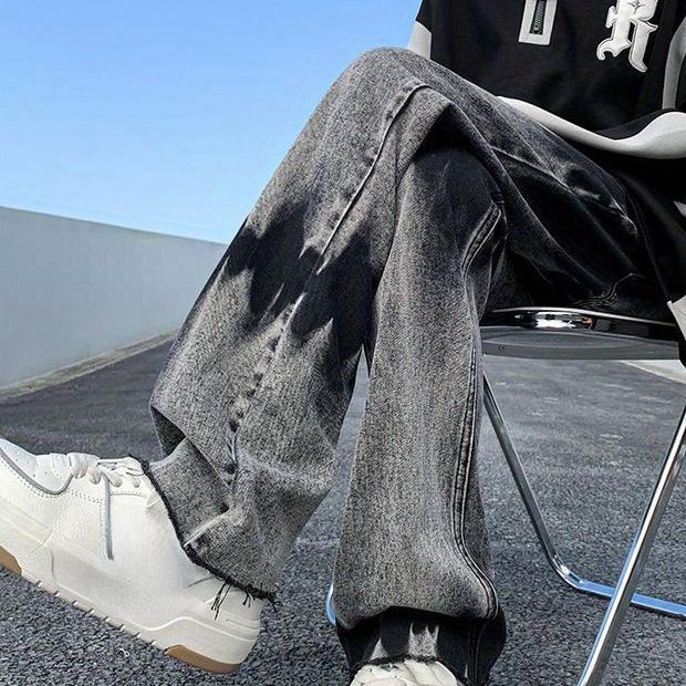 Pánské hip-hopový vzor kravata barvené džíny móda ležérní kalhoty korejské pouliční kalhoty volné pánské kalhoty nadměrné velikosti