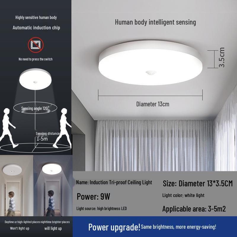 Smart Infrared Radar Sensor Ceiling Light for Stairways, Hallways, and Corridors with Voice Control