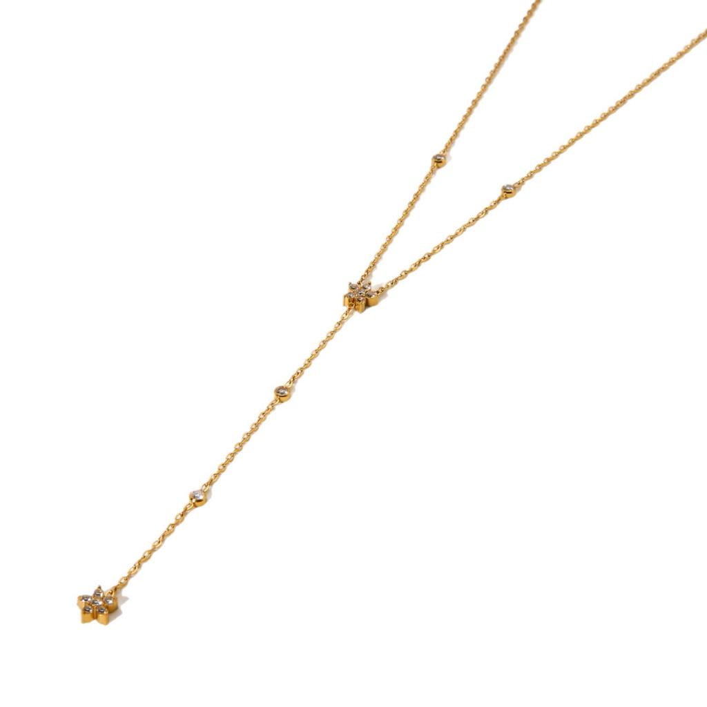 European and American Light Luxury Niche Geometric Zircon Flower Pendant Necklace Plated with 18k Gold Stainless Steel Waterproof Jewelry Collarbone