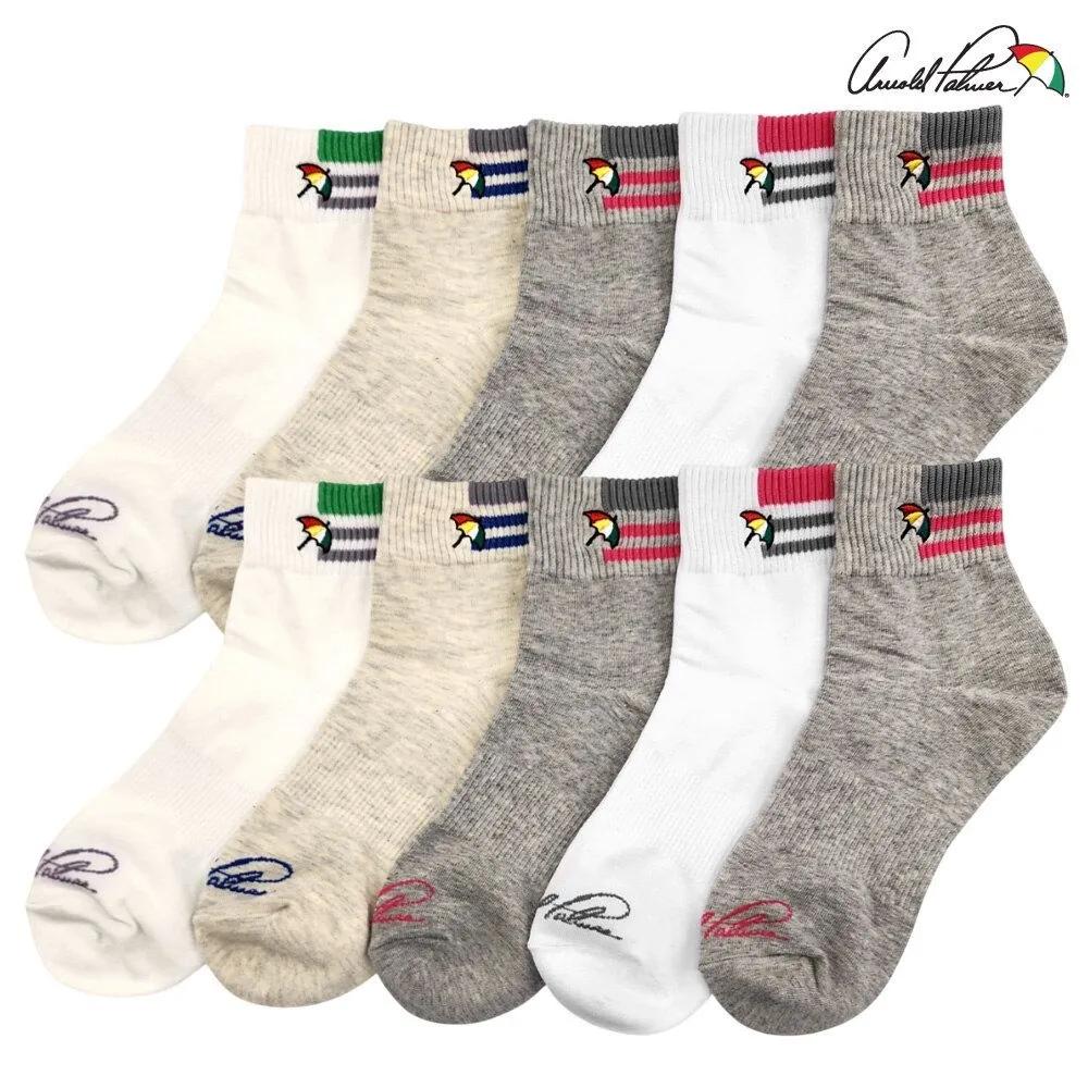 Arnold Palmer Women s Basic School Uniform Ringle Fashion Anti-Twist Ankle Socks 10-Pair Set Twist-Proof Socks-(5+5)