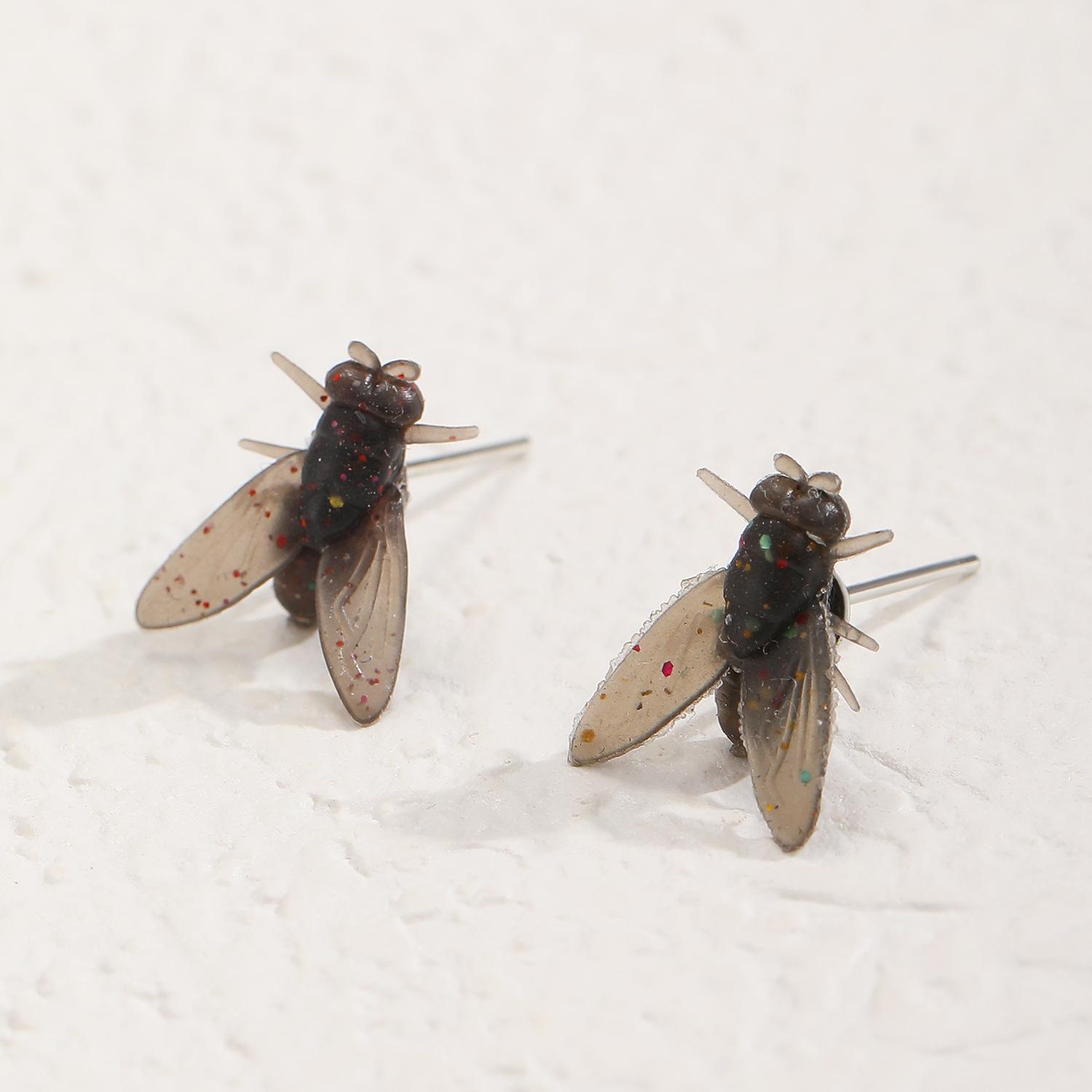 

Преувеличенная Личность Уникальное Чувство Дизайна Креативная Абстракция Имитация Мини Забавные Серьги-Мухи 1 pair чёрный