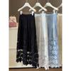 Lace Crochet A-Line Midi Skirt Hollow Patchwork Half Skirt Versatile Designer Women's Skirt JM2619