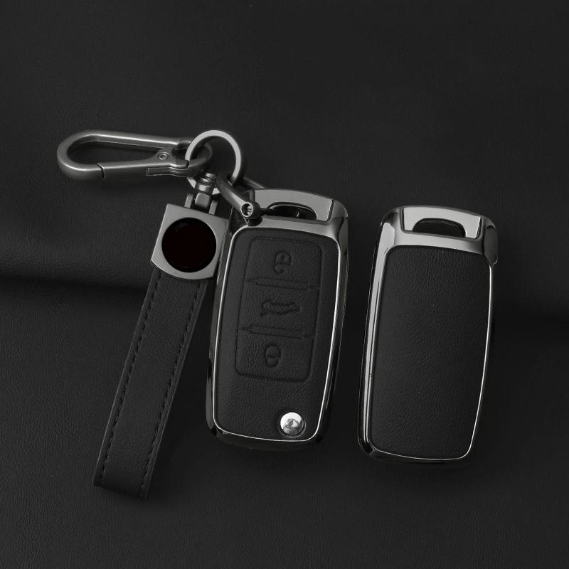 Zinc Alloy Leather Car Key Case For Volkswagen Polo Passat Tiguan B5 B6 B7 Lavida Beetle Scirocco Golf 4 5 6 Mk6 Jetta Key Fob