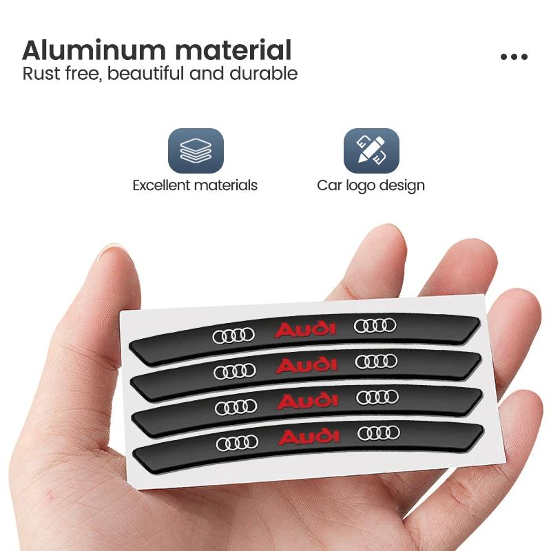 4pcs Aluminum Car Wheels Rims Badges Stickers Decals For new Sline A4 A5 S3 S5 A3 8p 8v b6 b8 S8 S4 B9 C7 C6 Auto Accessories