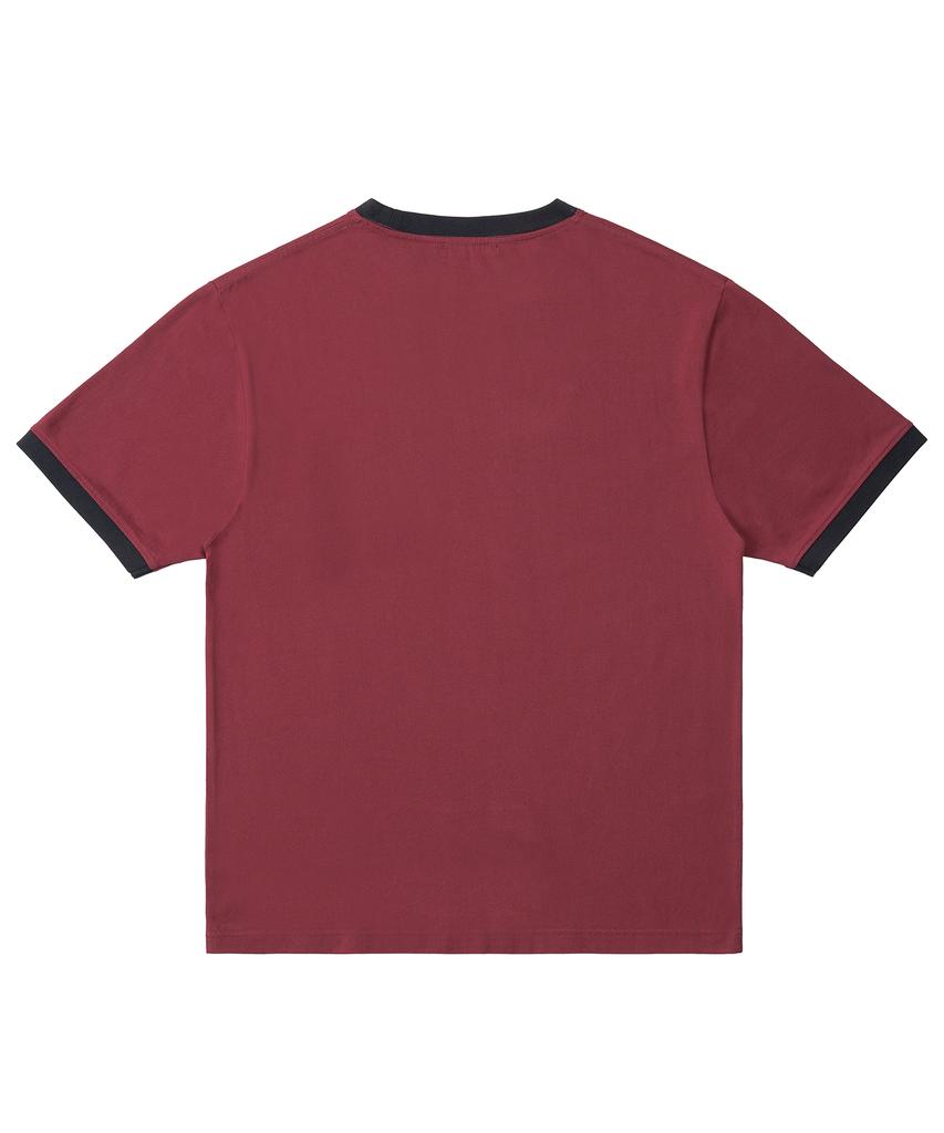 EXCONTAINER Pocket Half Ringer T-Shirt (Dark Red)