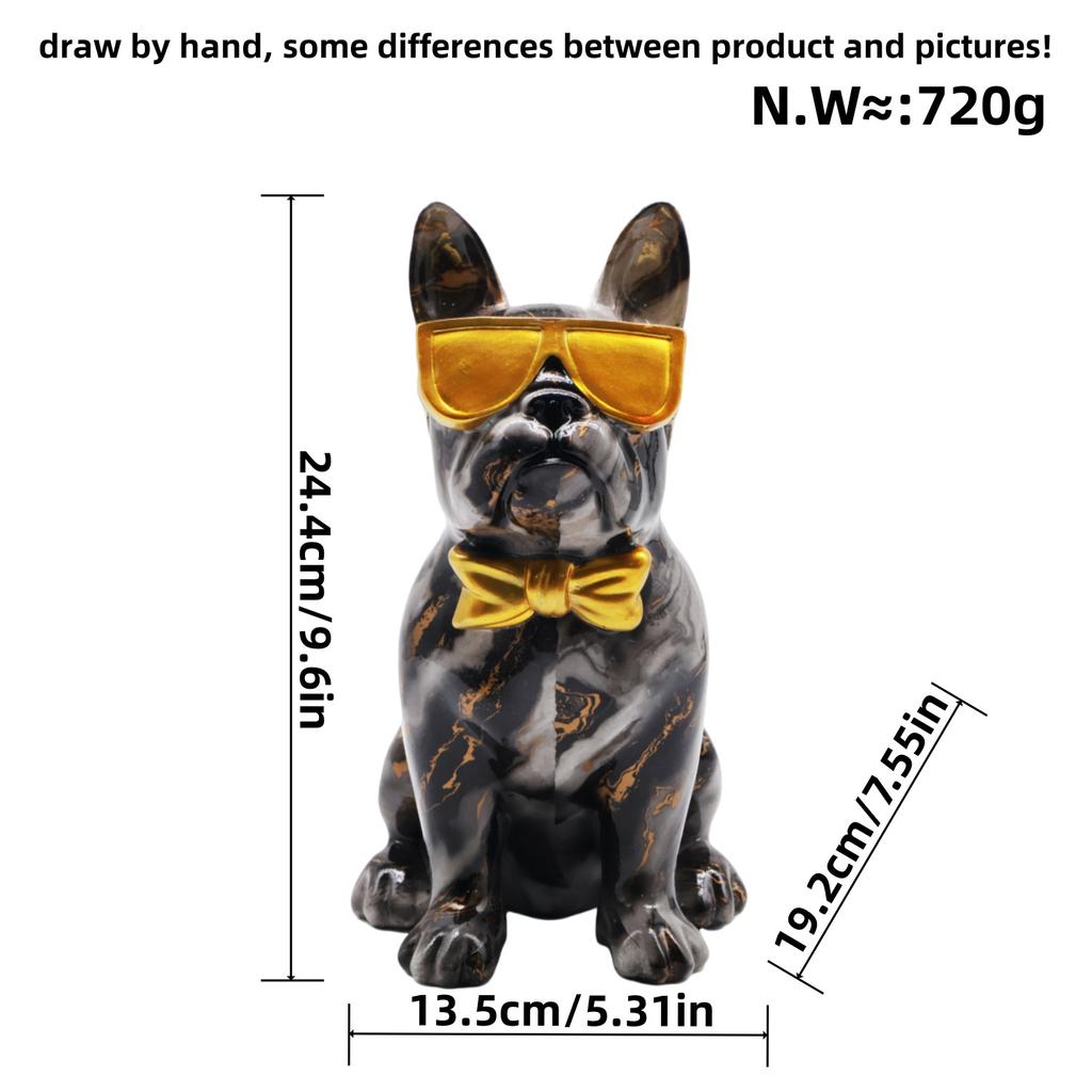 Premium Marble Glasses Dog Ornaments Living Room Wine Cabinet Resin Craft Sample Fine Room Plush Decoration Decoration