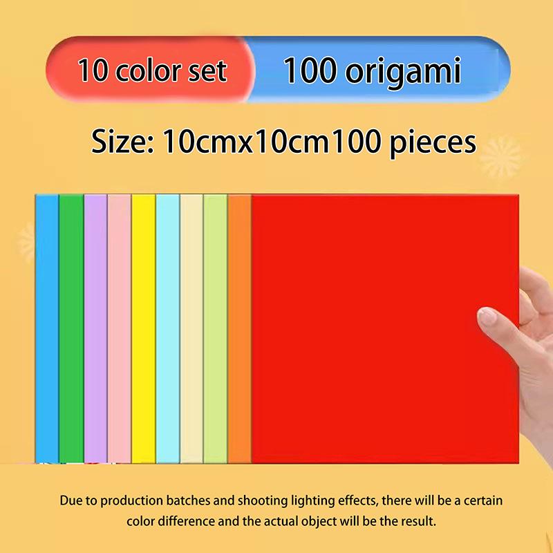 100Pcs Square Origami Paper Double Sides Solid Color Folding Paper Multicolor Kids Handmade Diy Scrapbooking Craft Decor