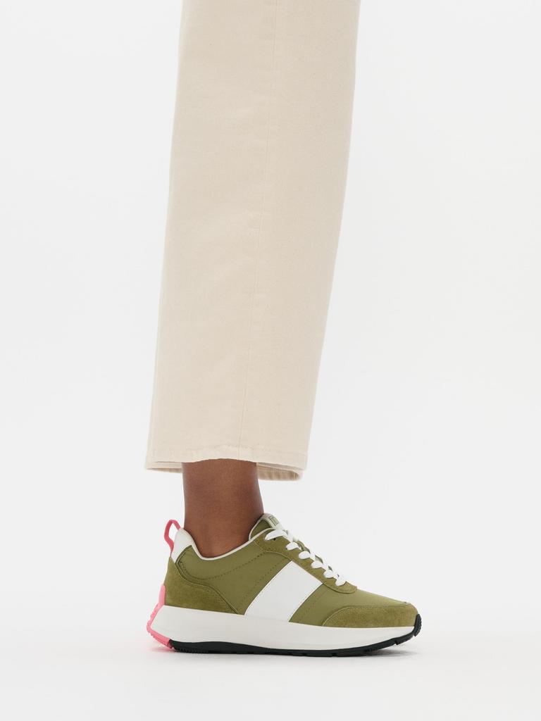 FitFlop FLOW PLATFORM Størrelse cm F-MODE STOFF/SUEDE/SKINN SNEAKERS, Dame, Camo-grønn miks, 24.0 [Brukt]