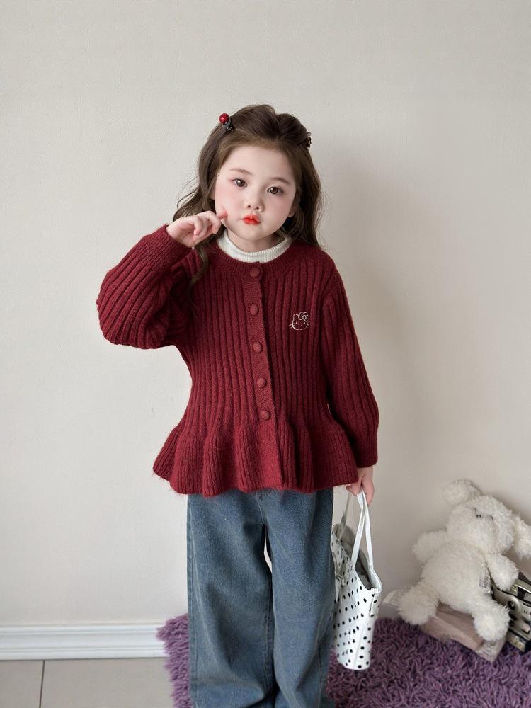 2025 New Korean Style Cartoon Knit Cardigan for Girls - Fashionable Spring & Autumn Outerwear