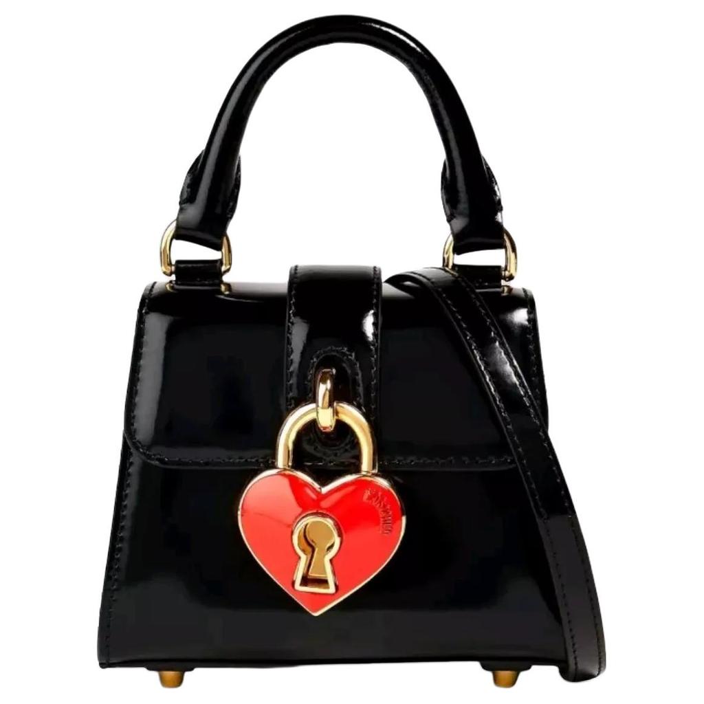 Moschino Heart Button Trapezoidal Design Calfskin Shoulder Crossbody Tote Bag Women handbags Black AEF2312A754280170555