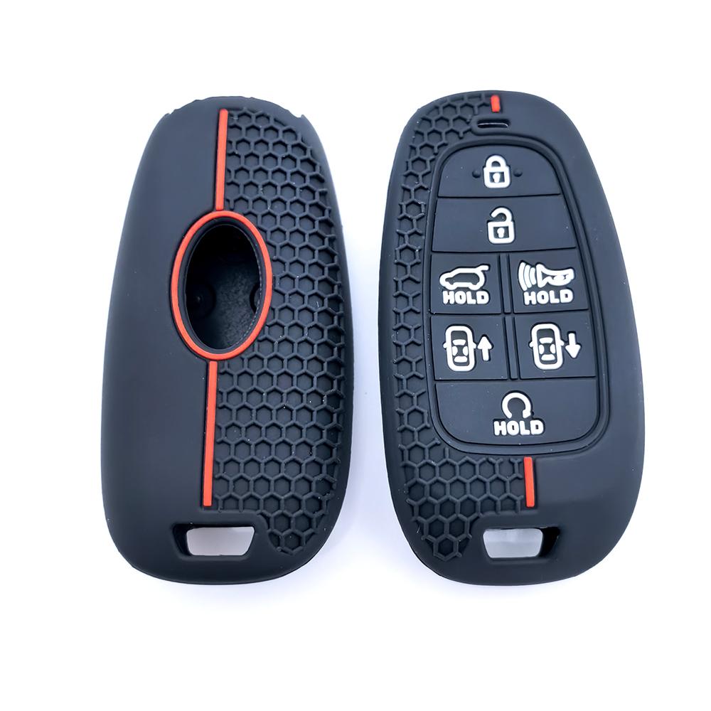 7 Buttons Silicone Car Key Cover For Hyundai Santa Fe Tucson Nexo Nx4 Atos Solaris Prime Auto Shell Fob Case Keyshell