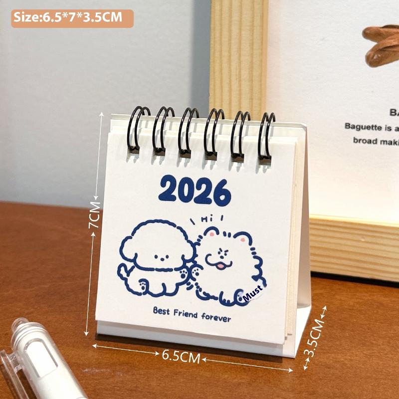 1Pcs Cartoon Portable Coil Monthly Calendar Planner 2026 Horse Year Mini Desk Calendar Office And Home Decor Year'S Present