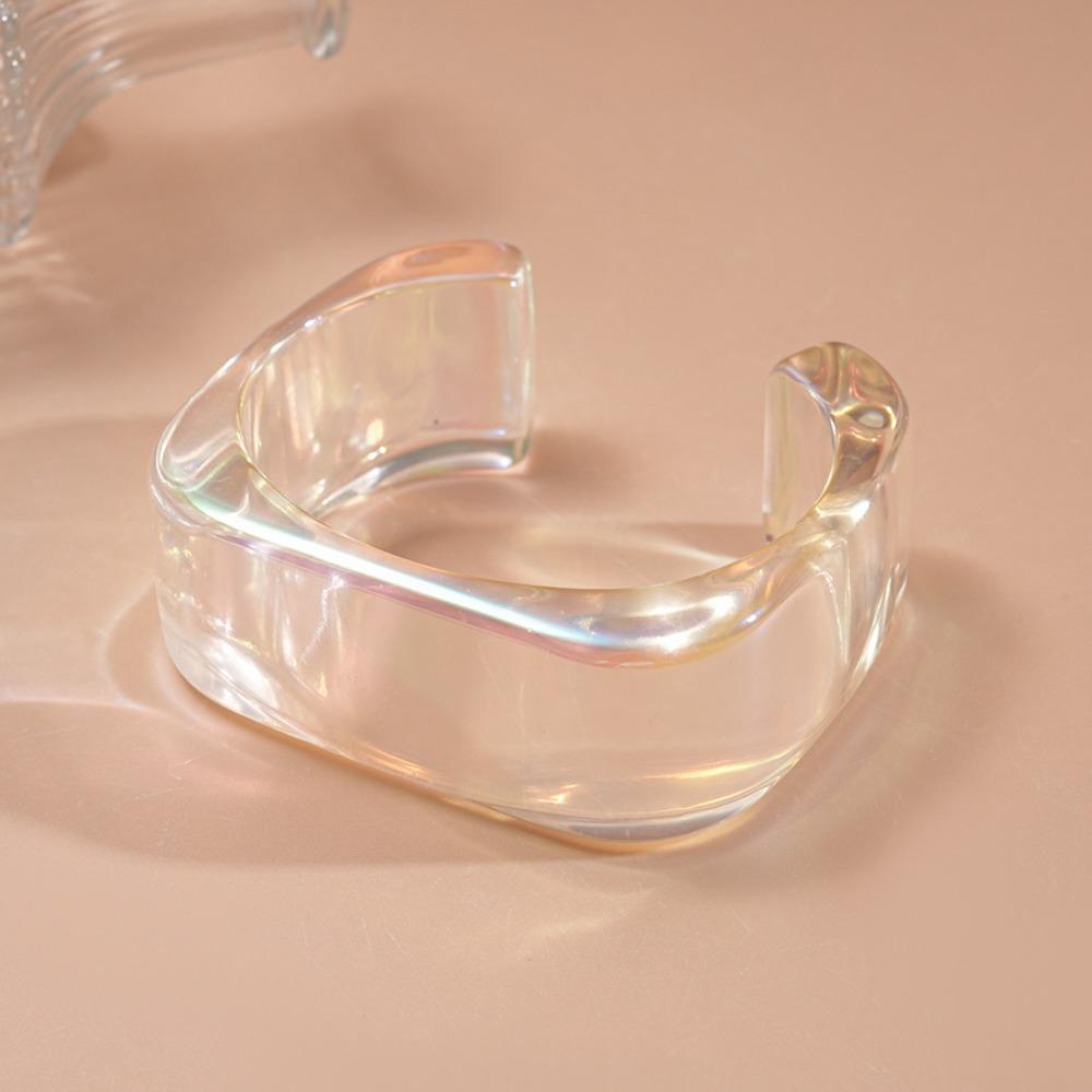 Colorful Wide Cuff Bangle Geometric Transparent Opening Bangle Jewelry Resin Bracelet  Women