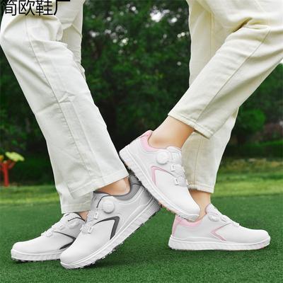 Golf Shoes for Men and Women, Comfortable Waterproof, Automatic Knob Retractable Shoelaces, Non-slip Fixed Nails
