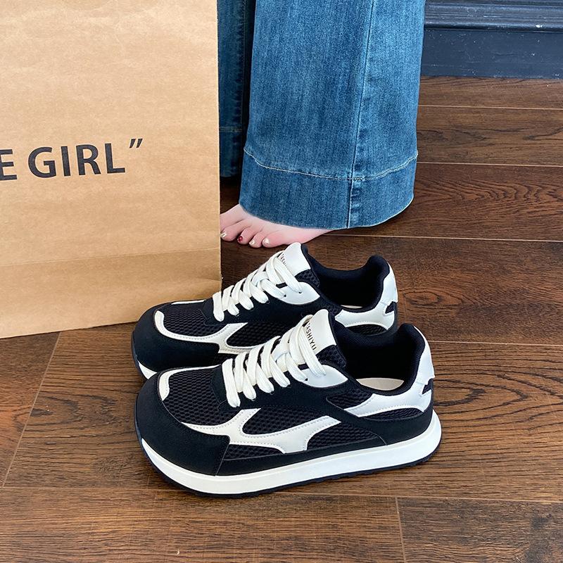 

Super fire mesh thick-soled Forrest Gump shoes 100 2025 summer new casual sports shoes women s breathable and casual women s shoes tide 40 чёрный