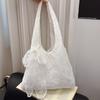 Koreanische kleine frische Blumen-Spitzen-Canvas-Tasche Damen neue große Kapazität Pendlertasche Einzelschulter-Tragetasche