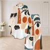 Women Plus Size Round Neck Long Sleeve Printed High Low Top Wide Leg Pants Two Piece Set