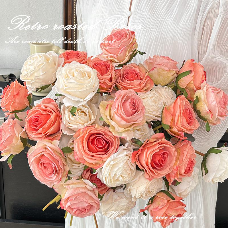 

Luxury Burnt Edge Rose Artificial Flower Bouquet Arrangement
