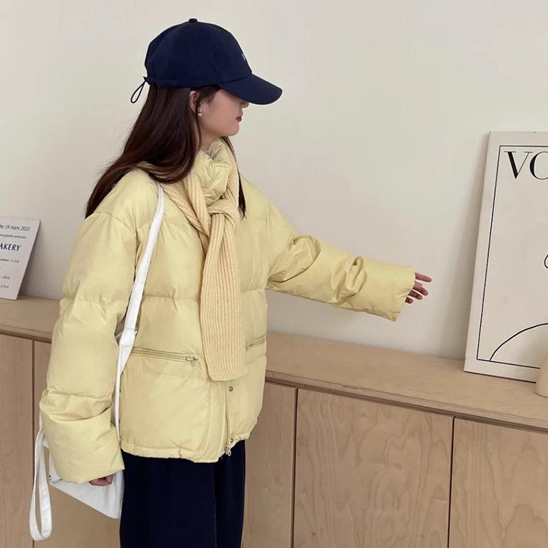 Sweet down jacket women's short 2024 new fashion stand-up collar removable scarf hat thickened bread jacket trendy