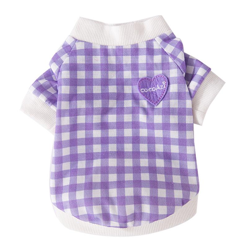 Love plaid spring summer thin breathable puppy dog clothing medium and small dog than bear cat two-legged pet clothing