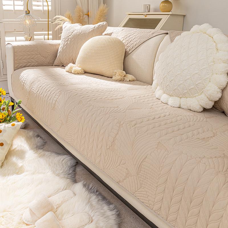 Cotton Sofa Cushion Summer Breathable Non-Stuffy Cushion Nordic High-Grade Non-Slip Sofa Cover Cloth Combination